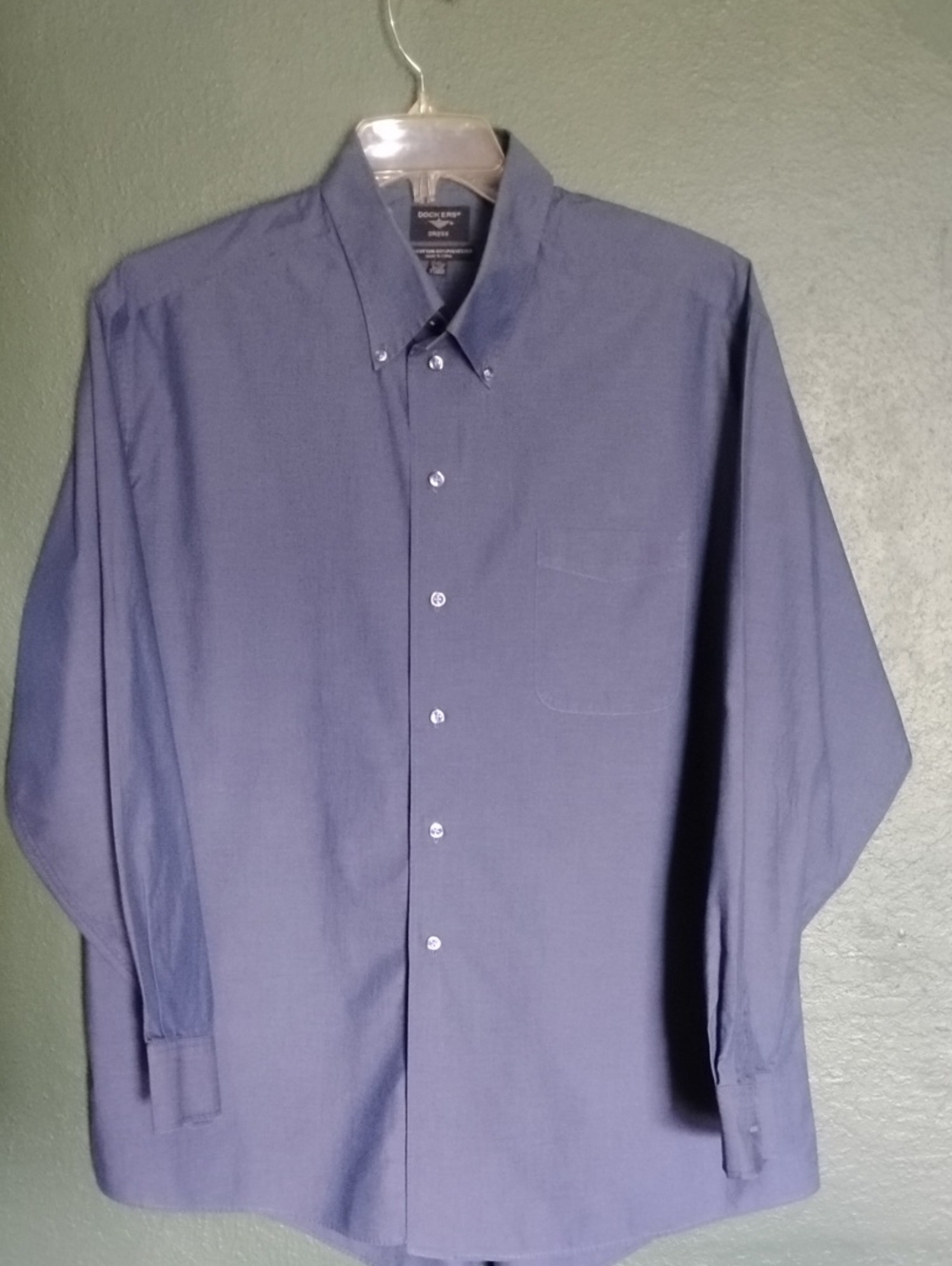 DOCKERS: Men's Button-Down Dress Shirt - Navy Blue